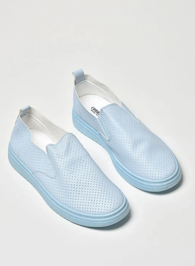 Cobblerz Dotted Texture Detail Lightweight Casual Slip-On Shoes Blue