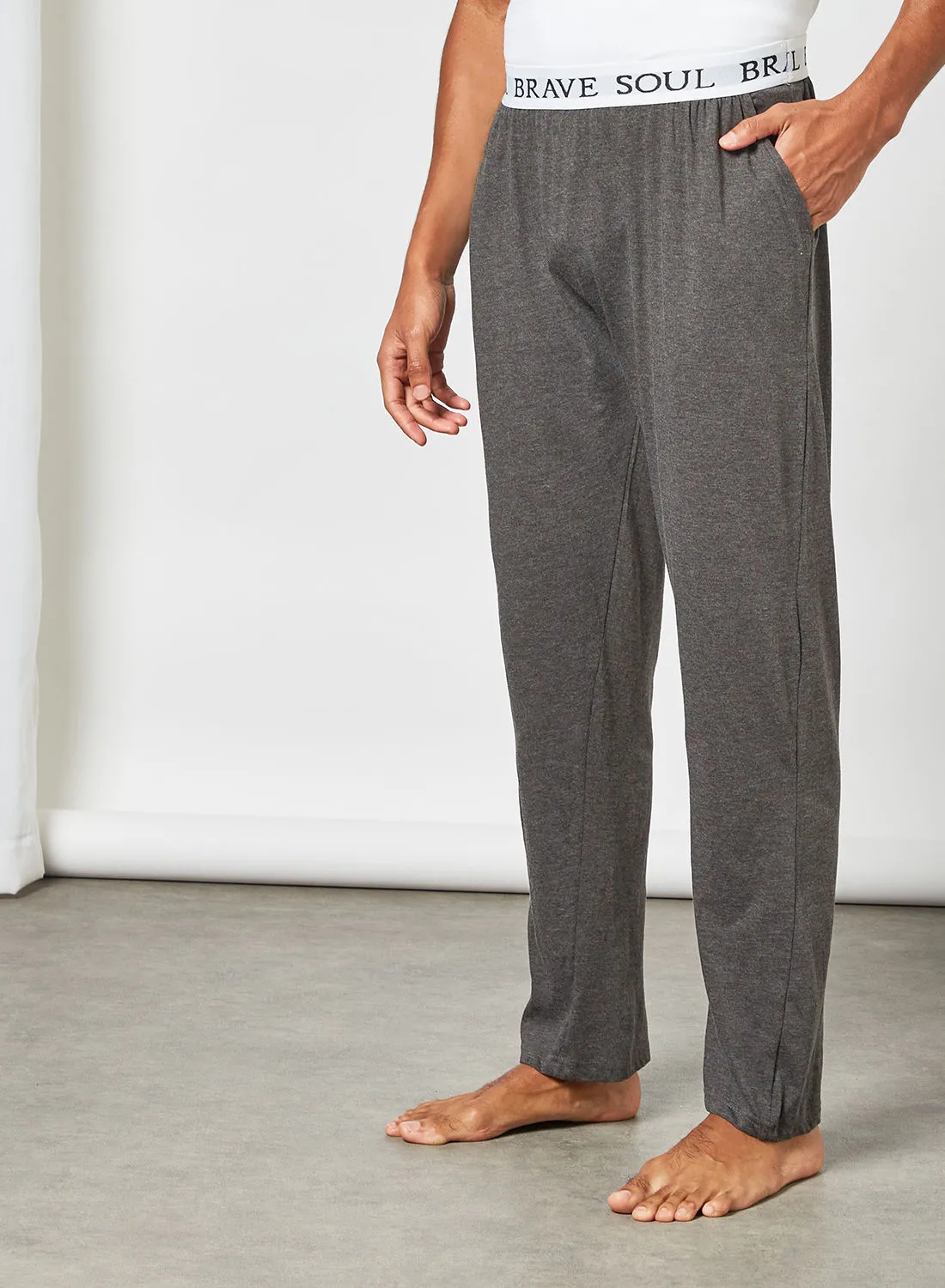 BRAVE SOUL Elasticated Loungewear Pants Grey