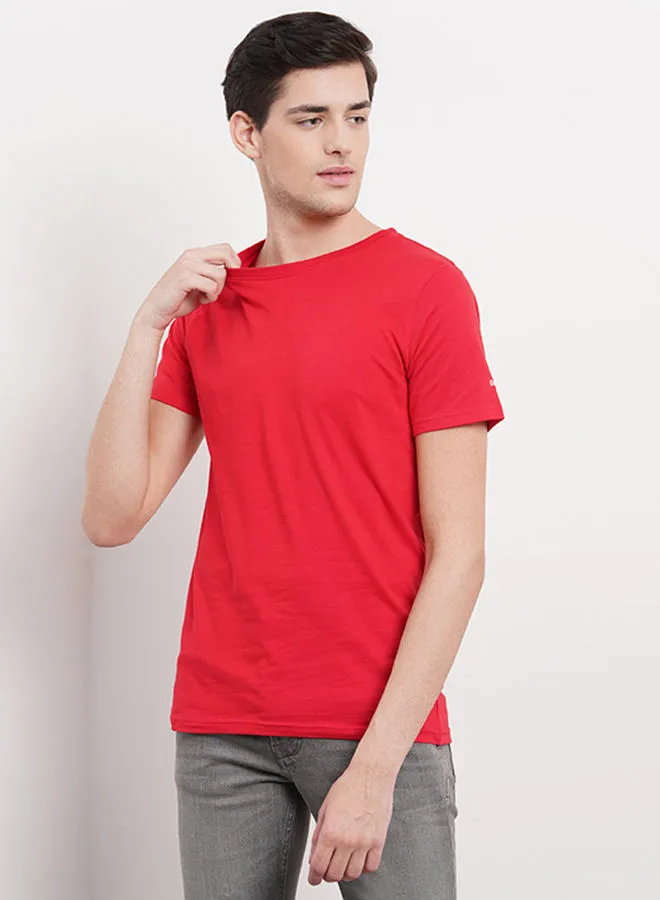 OFFROAD Round Neck Plain T-Shirt Red