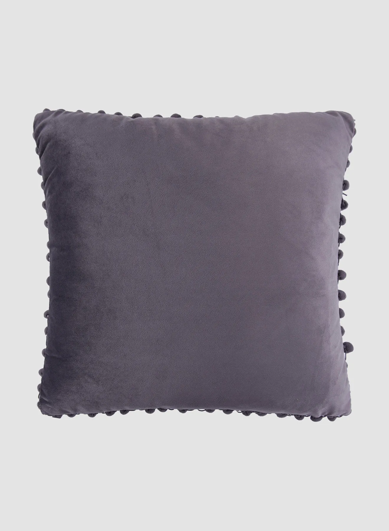 Switch Velvet Cushion  with Pom-poms, Unique Luxury Quality Decor Items for the Perfect Stylish Home Grey 45 x 45cm