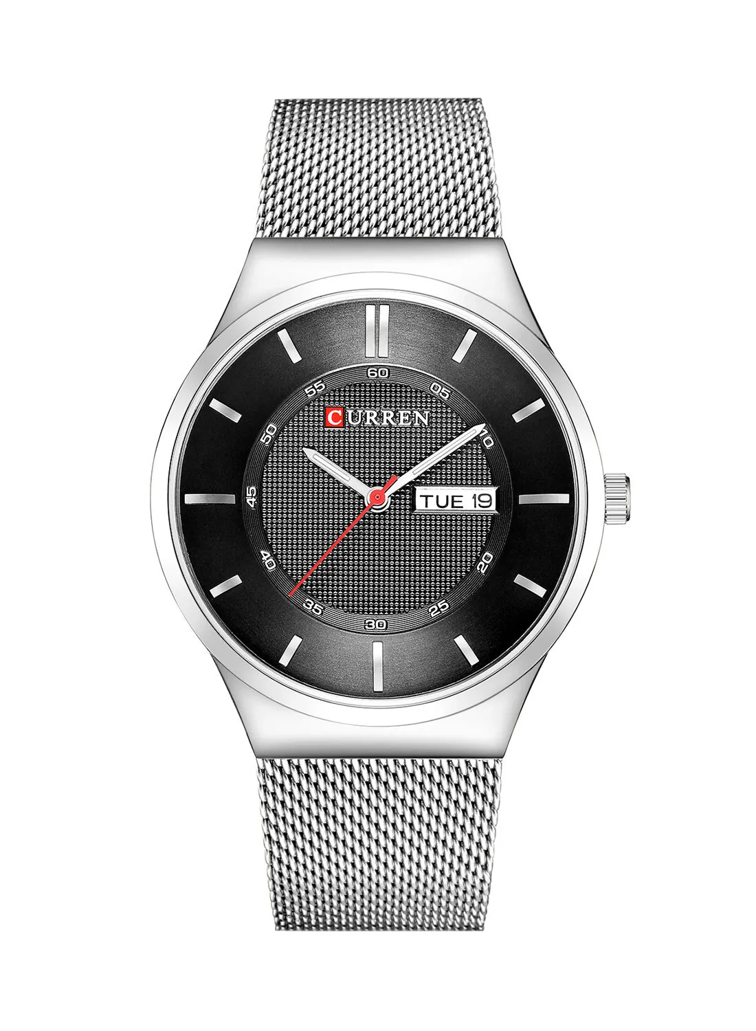 CURREN Men's Day-Date Waterproof Stainless Steel Mesh BAnd Casual Quartz Watch 8311 - 39 mm - Silver