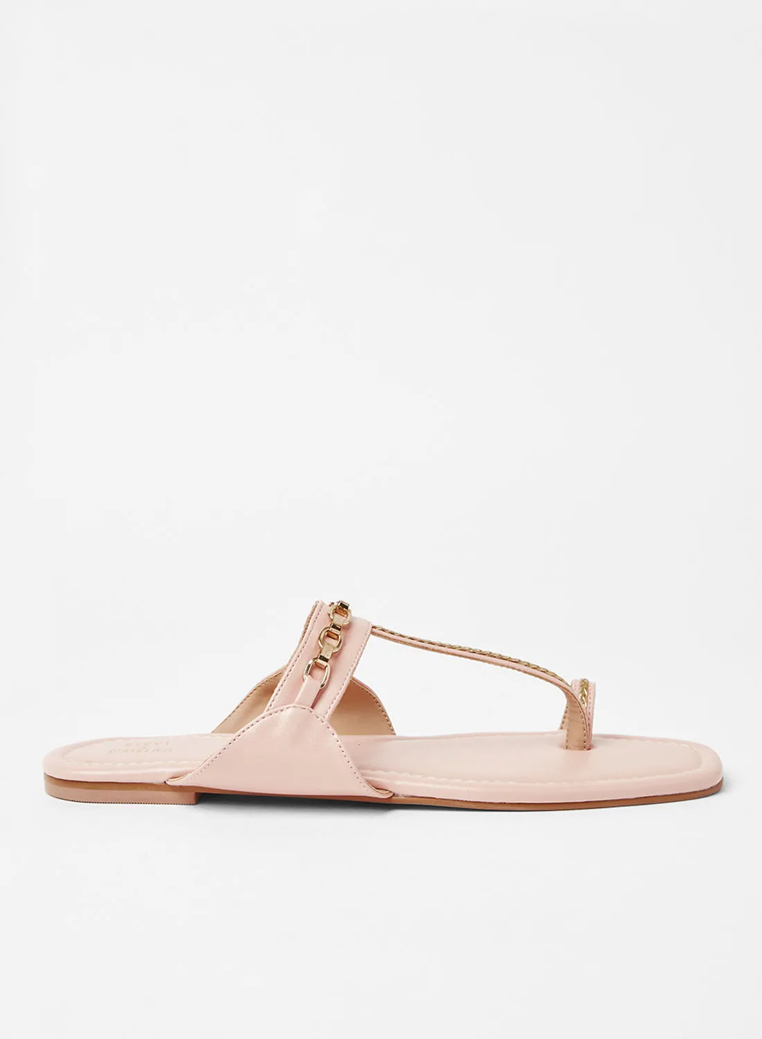 Sivvi x D'Atelier Chain Embellished Flat Sandals Pink
