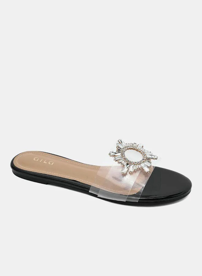 Aila Casual Flat Sandals Clear/Silver