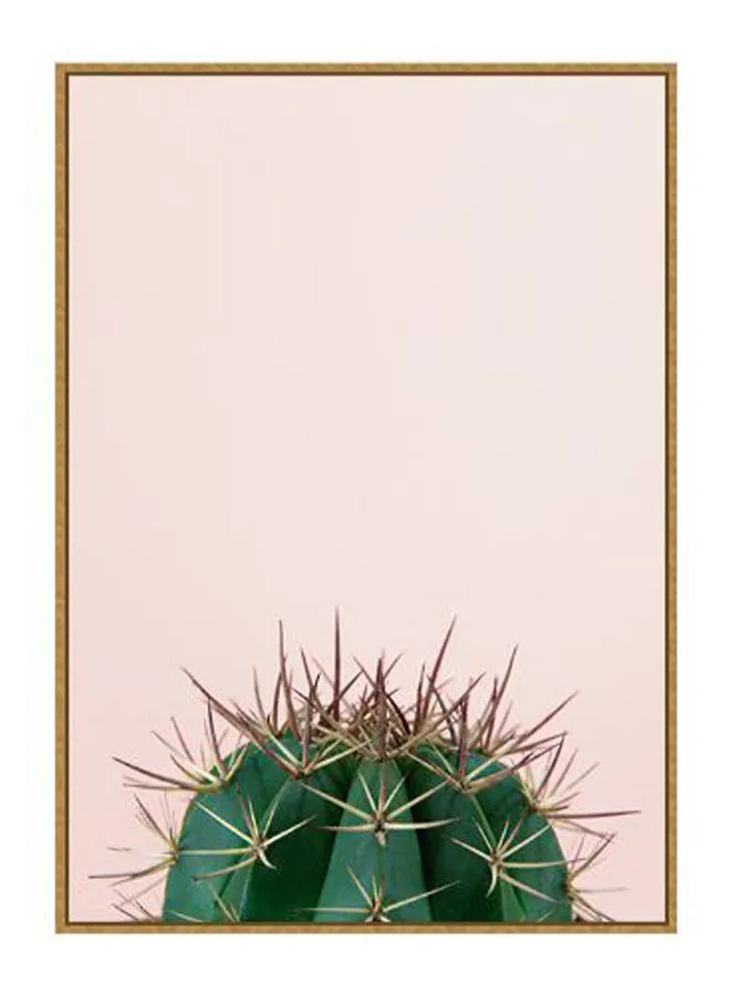 DECOREK Durable Cactus Printed Canvas Painting Green/Gold/Pink 57 x 71 x 4.5centimeter