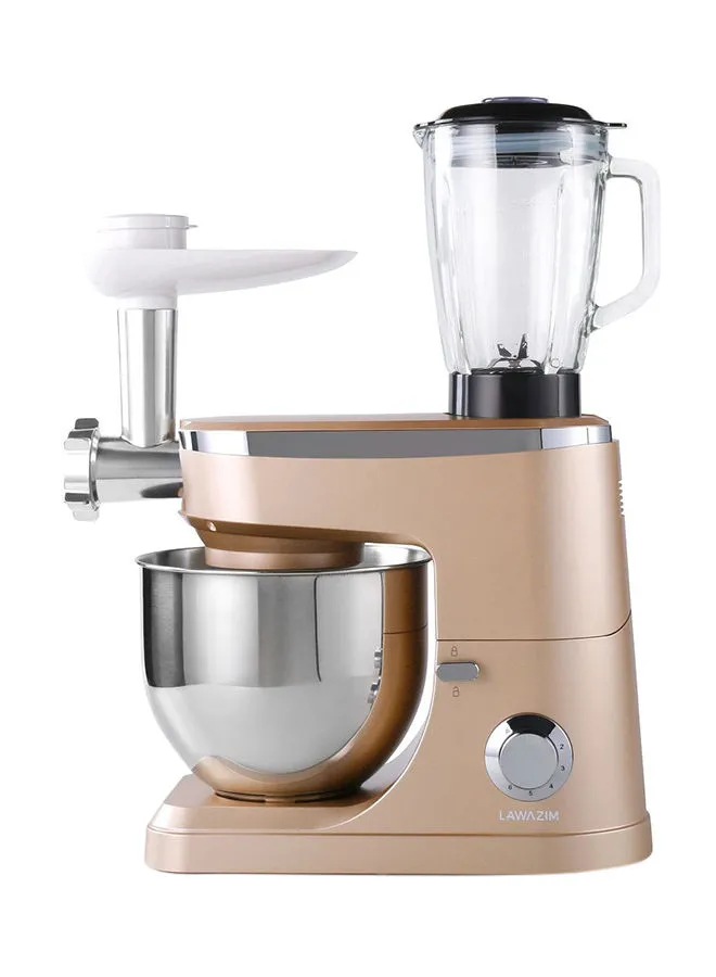 LAWAZIM 3-In-1 Multi Function Stand Mixer 7 L 1200 W 05-2151-02 Gold/Clear