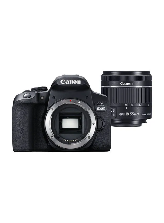 Canon EOS 850D DSLR Camera، With EF-S 18-55mm IS STM Lens، 24.1 MP، APS-C Sensor، Dual Pixel CMOS، Bluetooth، Wi-Fi، 4K Movies، Vari-Angle Touchscreen