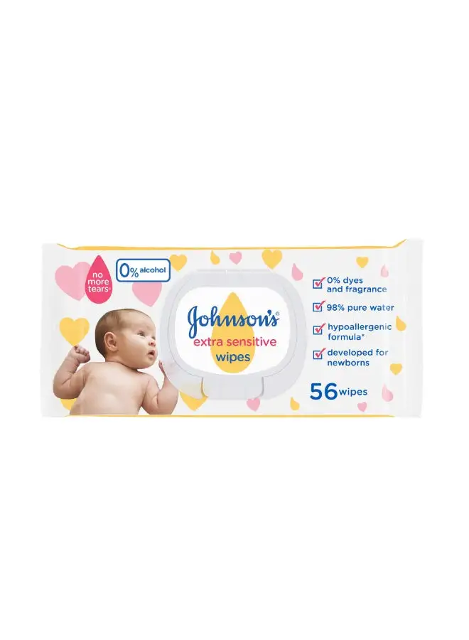 Johnson's Baby Wipes Extra Sensitive 98% Pure Water 56 Piece