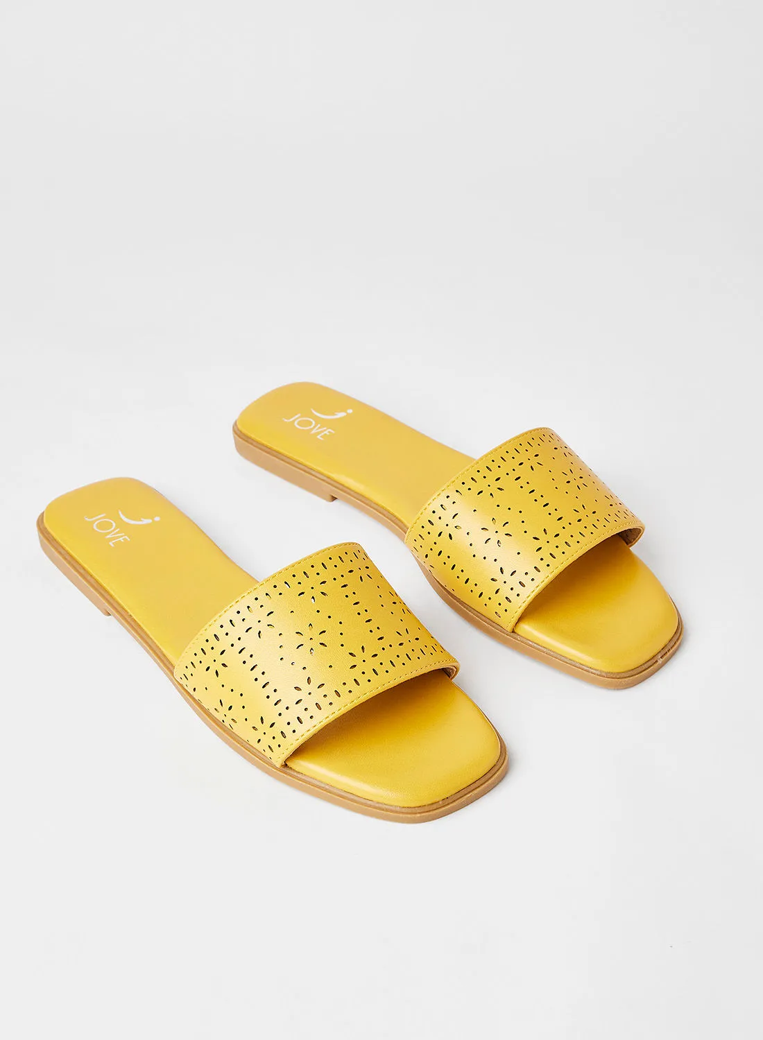 Jove Open Toe Flat Sandals Mustard