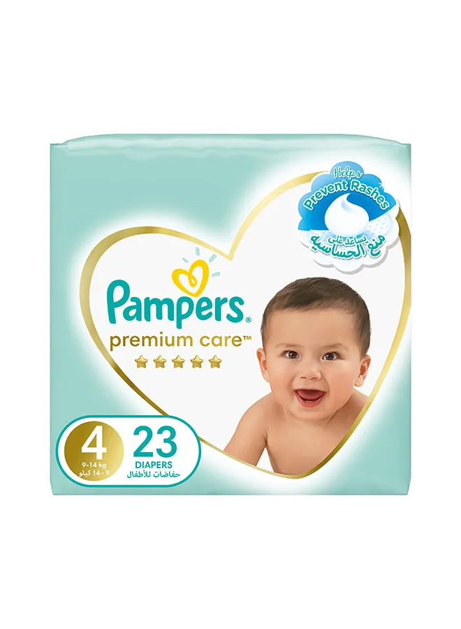 Pampers Premium Care Taped Baby Diapers, Size 4, 9-14 kg,  Softest Absorption for Ultimate Skin Protection, 23 Count