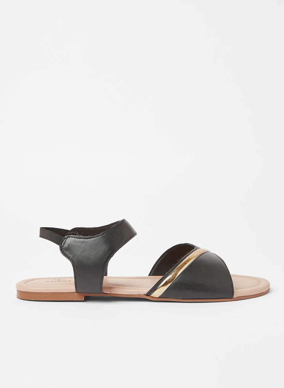 Sivvi x D'Atelier Contrast Stripe Flat Sandals Black