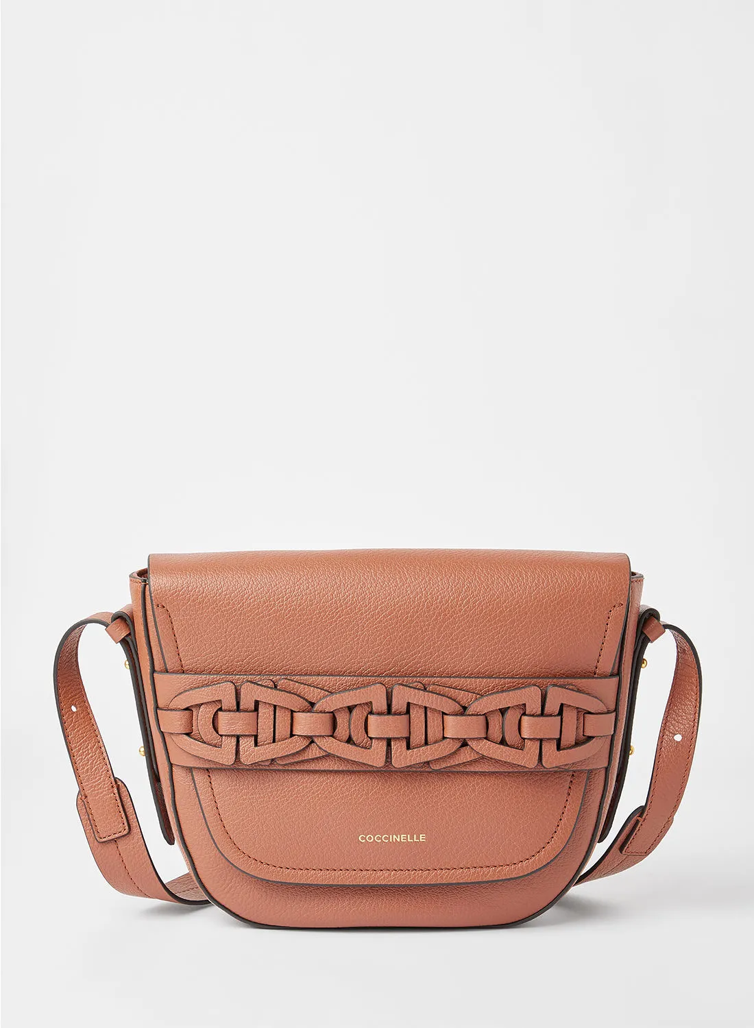 COCCINELLE Textured Leather Crossbody Bag Brown