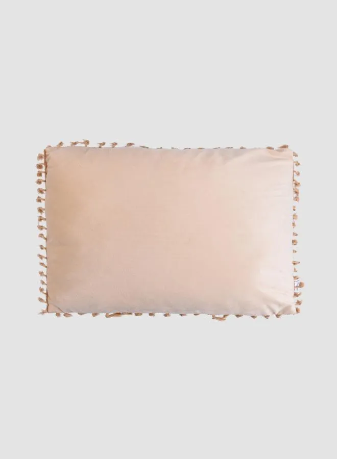 ebb & flow Velvet Tassel Cushion, Unique Luxury Quality Decor Items for the Perfect Stylish Home Beige 30 x 50cm