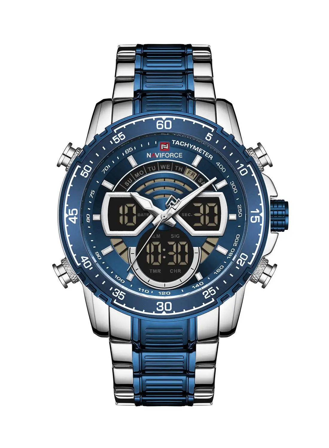 NAVIFORCE Men's Stainless Steel Analog+Digital Wrist Watch NF9189 S/BE