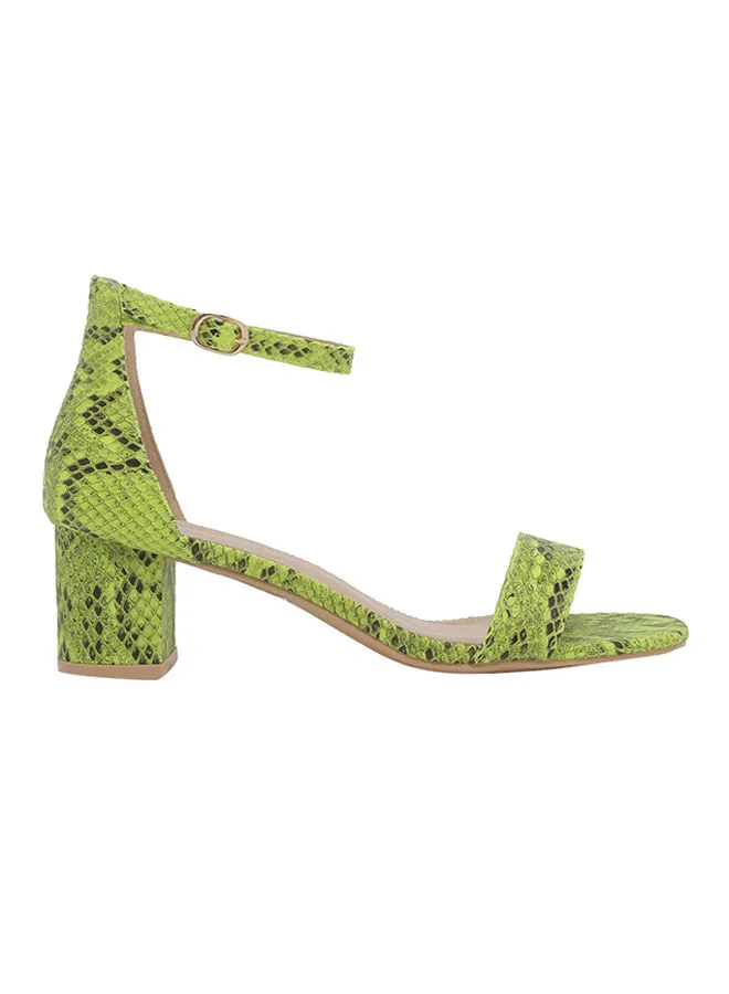 Deezee Snake Printed Slingback Sandals Green