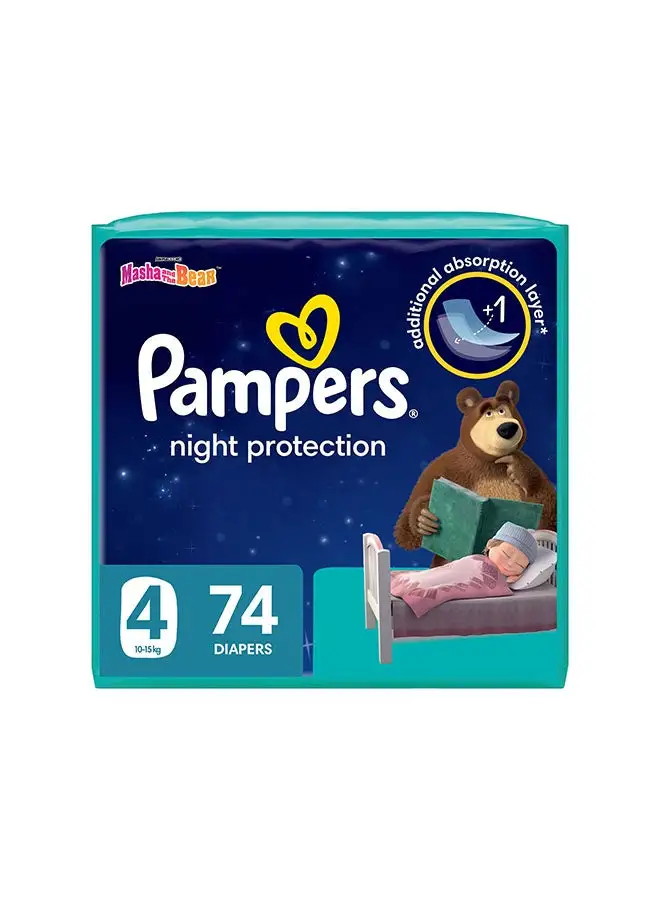 Pampers Baby Dry Night Diapers For Extra Sleep Protection Size 4, 74 Count