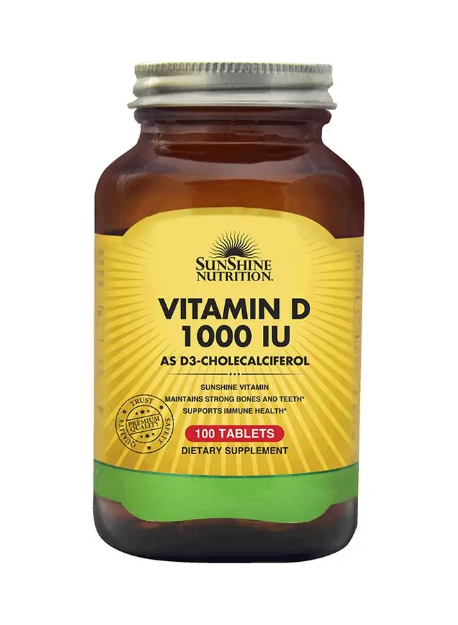 SUNSHINE NUTRITION Vitamin D As D3-Cholecalciferol Dietary Supplement 100 Tablets