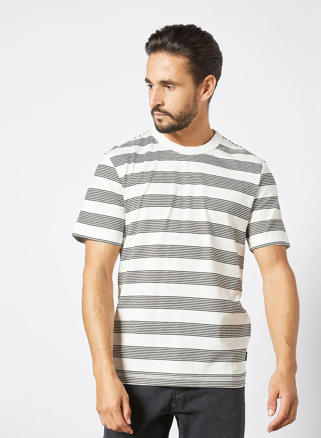 ONLY & SONS Stripe Print T-Shirt White/Black