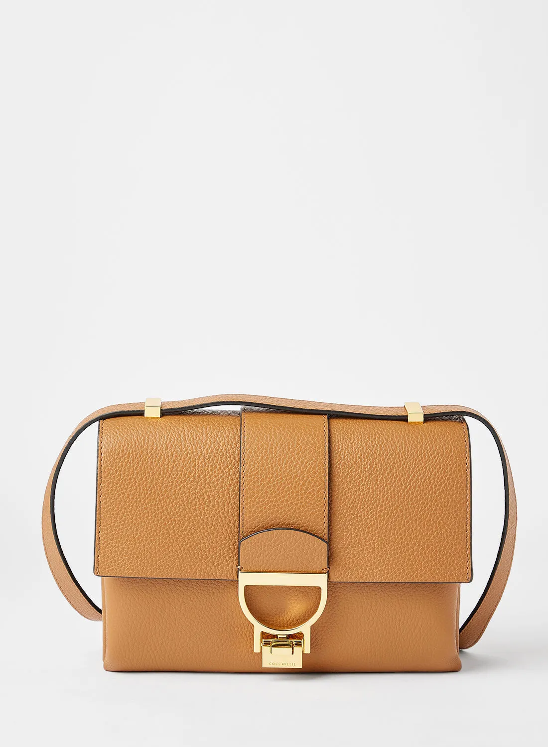 COCCINELLE Flapover Leather Crossbody Bag Brown