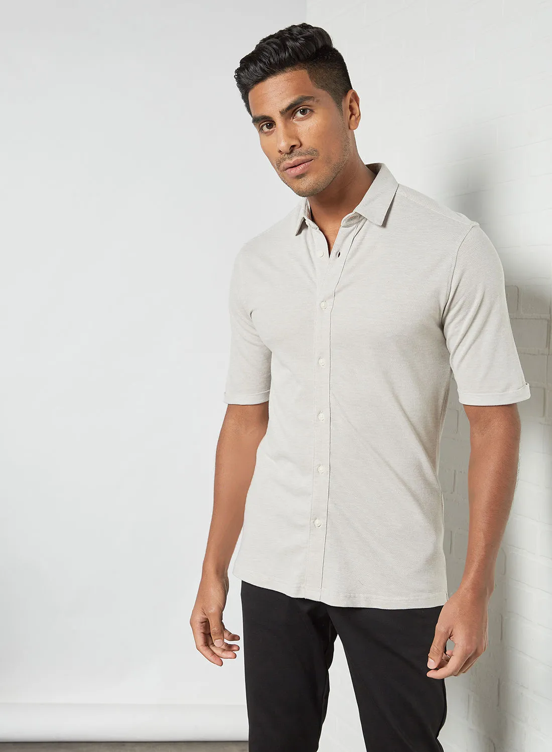 ONLY & SONS Organic Cotton Slim Fit Shirt Grey