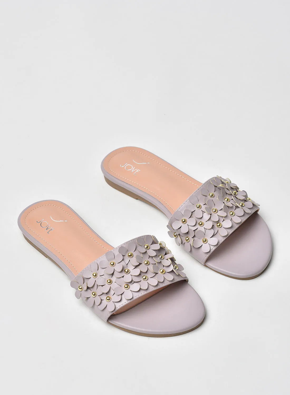 Jove Stylish Elegant Flat Sandals Lilac