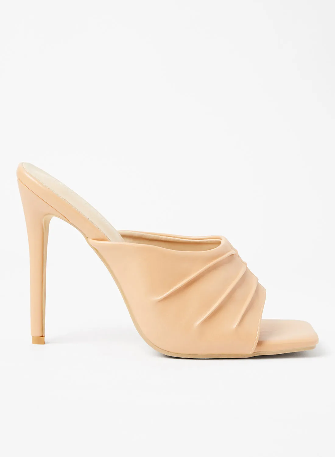 LABEL RAIL Faux Leather High Heel Mules Nude