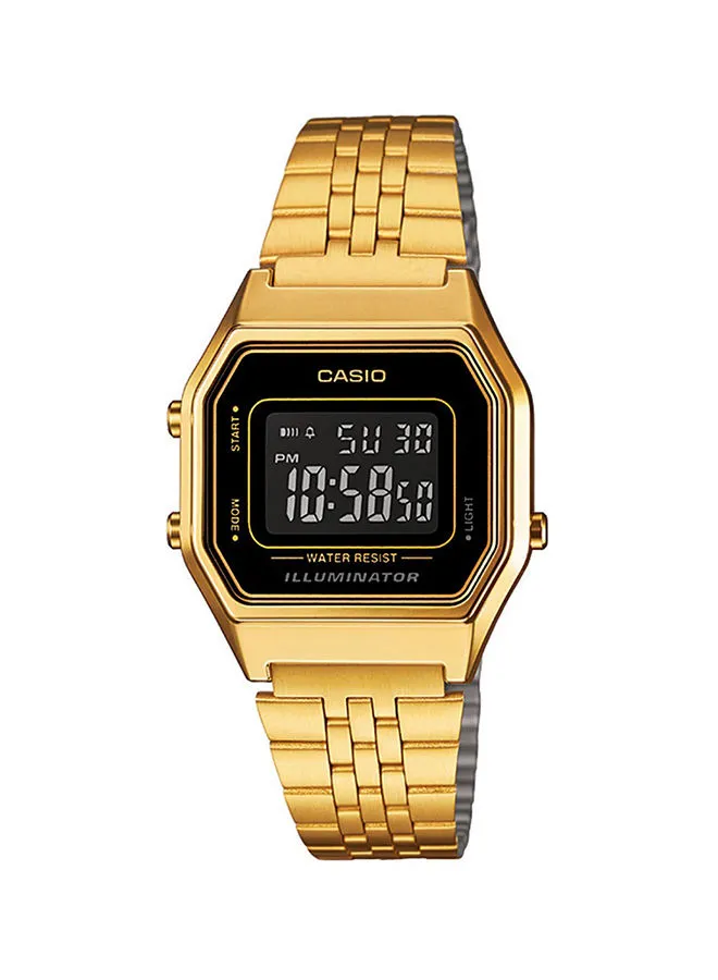 كاسيو ساعة رقمية طراز LA680WGA-1BDFF للنساء من الستانلس ستيل باللون الذهبي