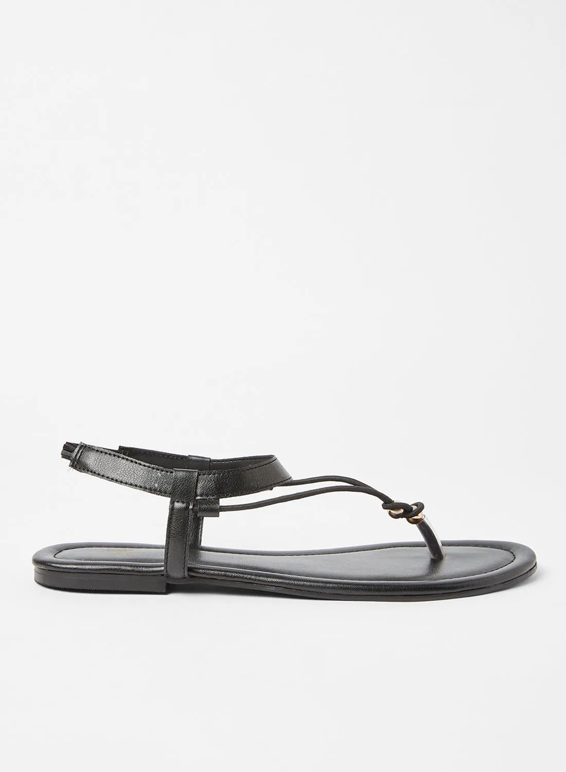 Sivvi x D'Atelier Bead Detail Flat Sandals Black
