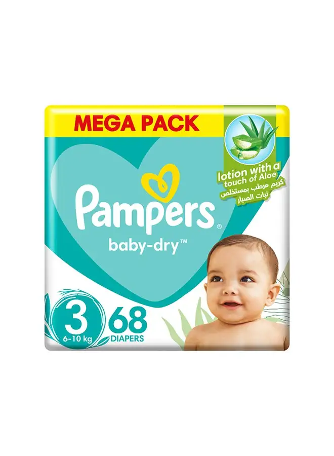 Pampers Aloe Vera Taped Diapers Size 3 Mega Pack 68 Count