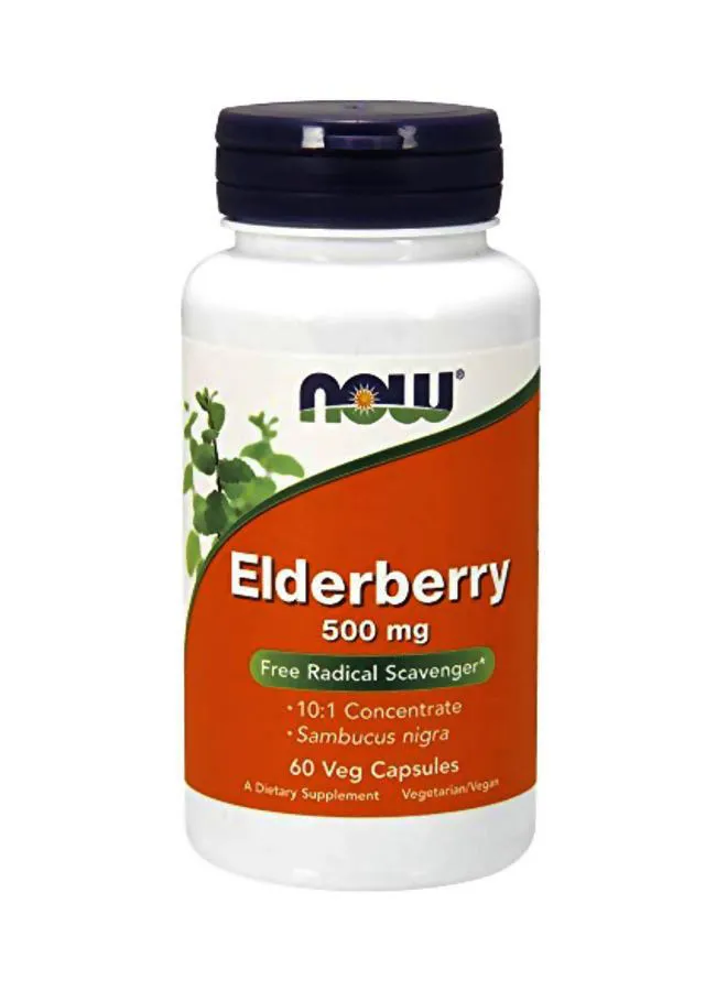 Now Foods Elderberry 500 مجم ، 60 كبسولة نباتية