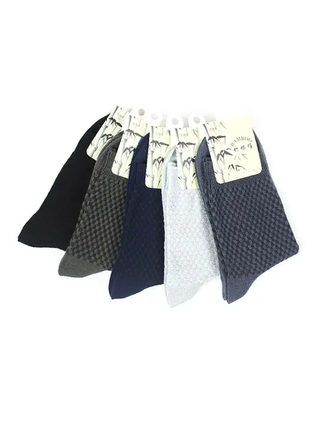 Generic 5-Piece Breathable Casual Long Socks Set Blue/Black/Grey