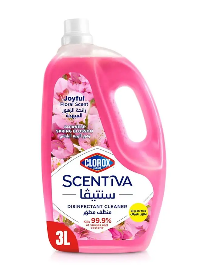 Clorox Scentiva Disinfectant Bleach Free Floor Cleaner Japanese Spring Blossom Pink 3Liters