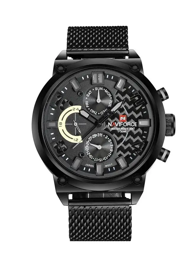 NAVIFORCE Men's Stainless Steel Strap Chronograph Wrist Watch NF9068S B/GY/B - 48 mm - Black