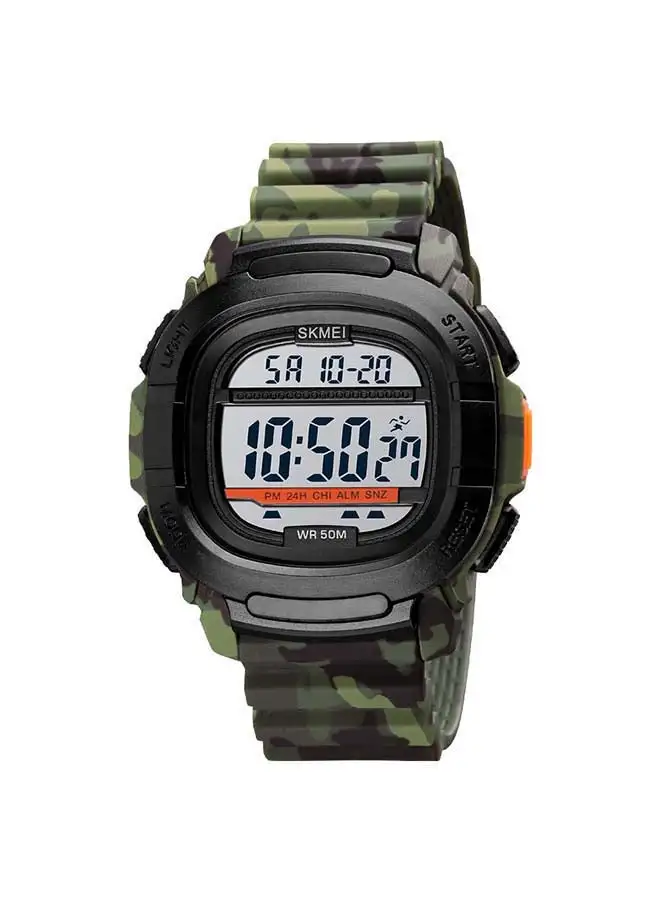 SKMEI Men's 1657 Sport LED Silicone Strap Back Light Chronograph Wristwatch - 49 mm - Army Green
