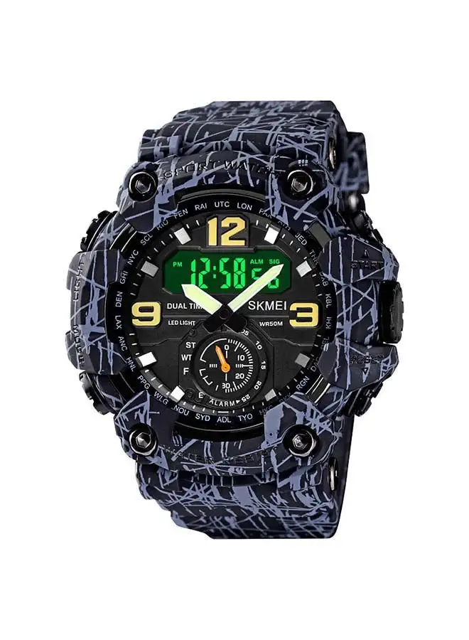 SKMEI Men's 1637 Japan Movement 3 Time Dual Display Analog LED Electronic Quartz Wristwatch