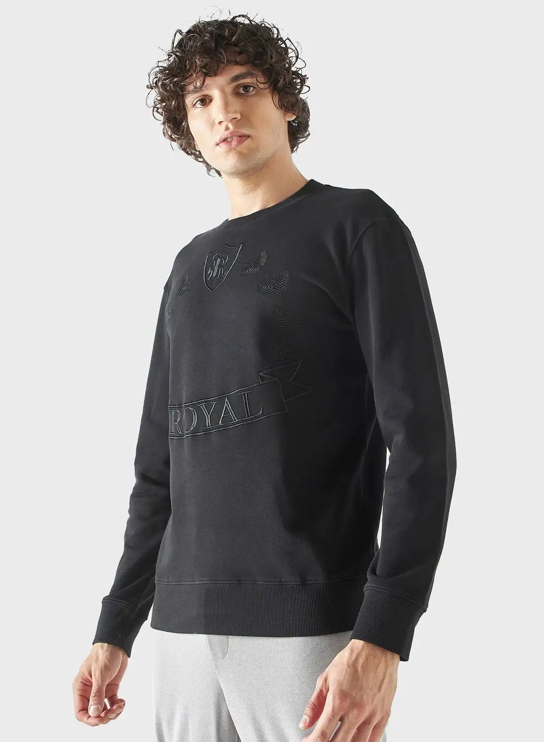 Iconic Textured Crew Neck Sweatshirt
