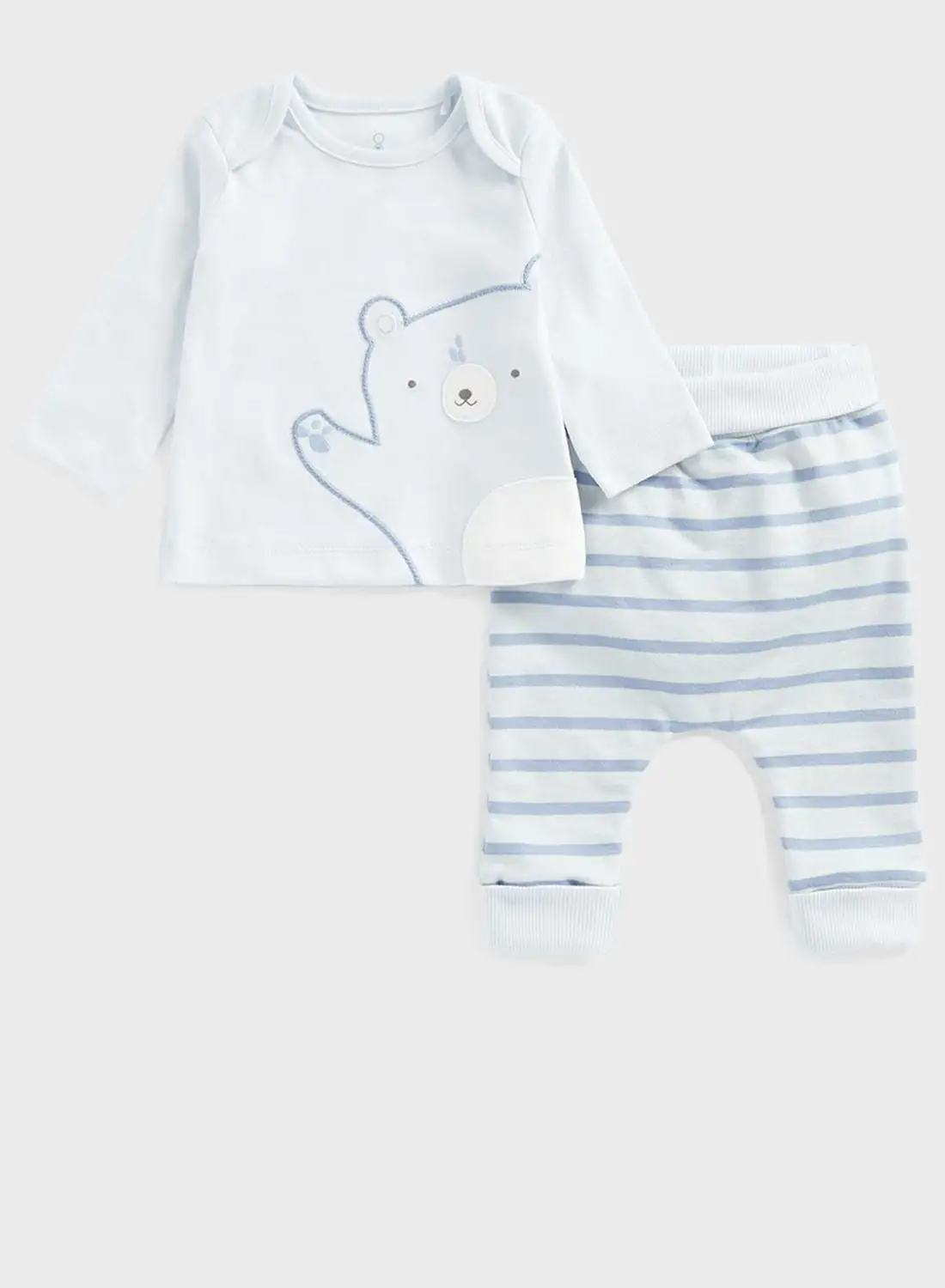 mothercare Infant Bear Print T-Shirt & Stripe Sweatpants Set