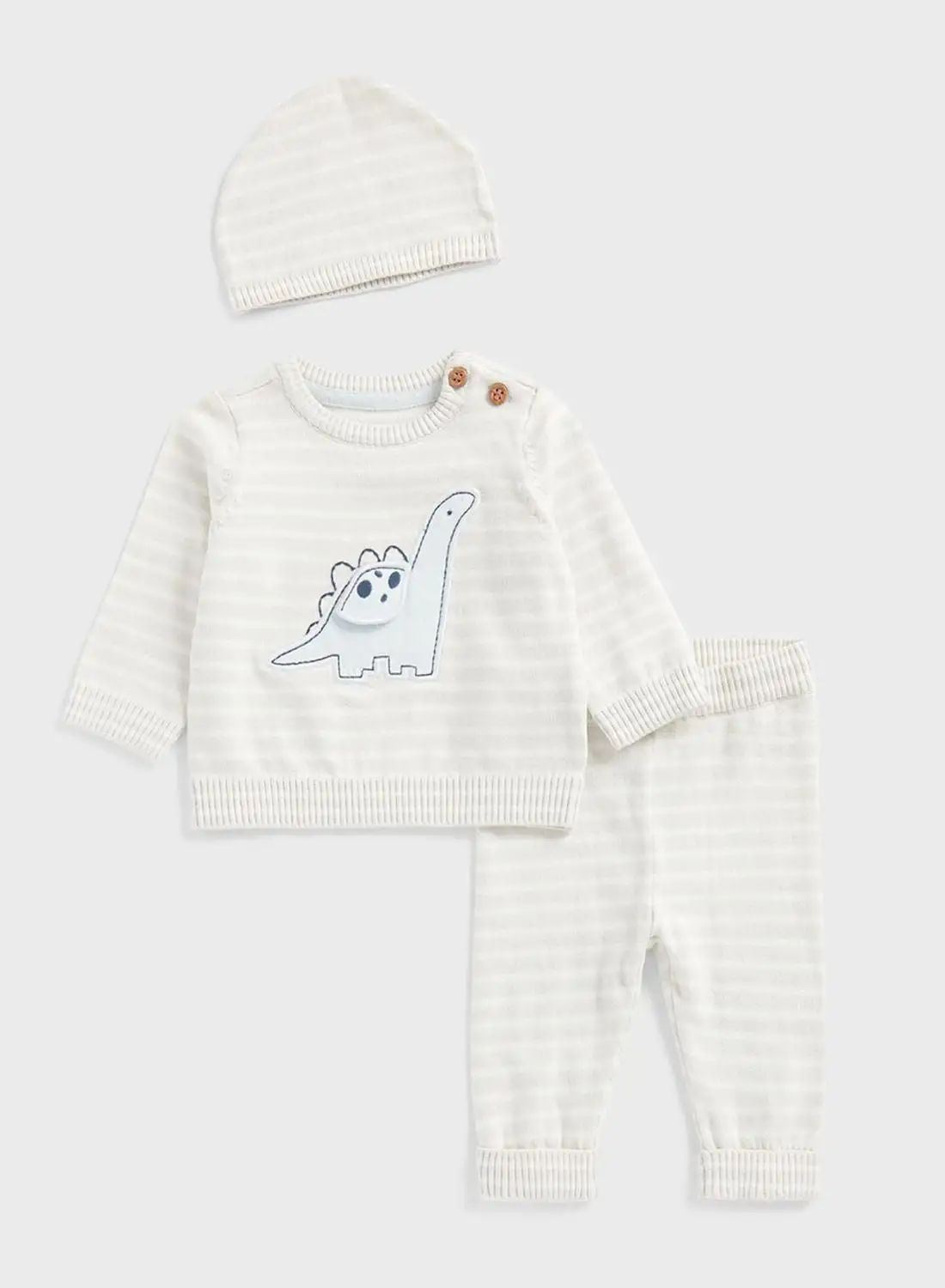 mothercare Infant Dino Print Sweatshirt, Sweatpants & Beanie Set