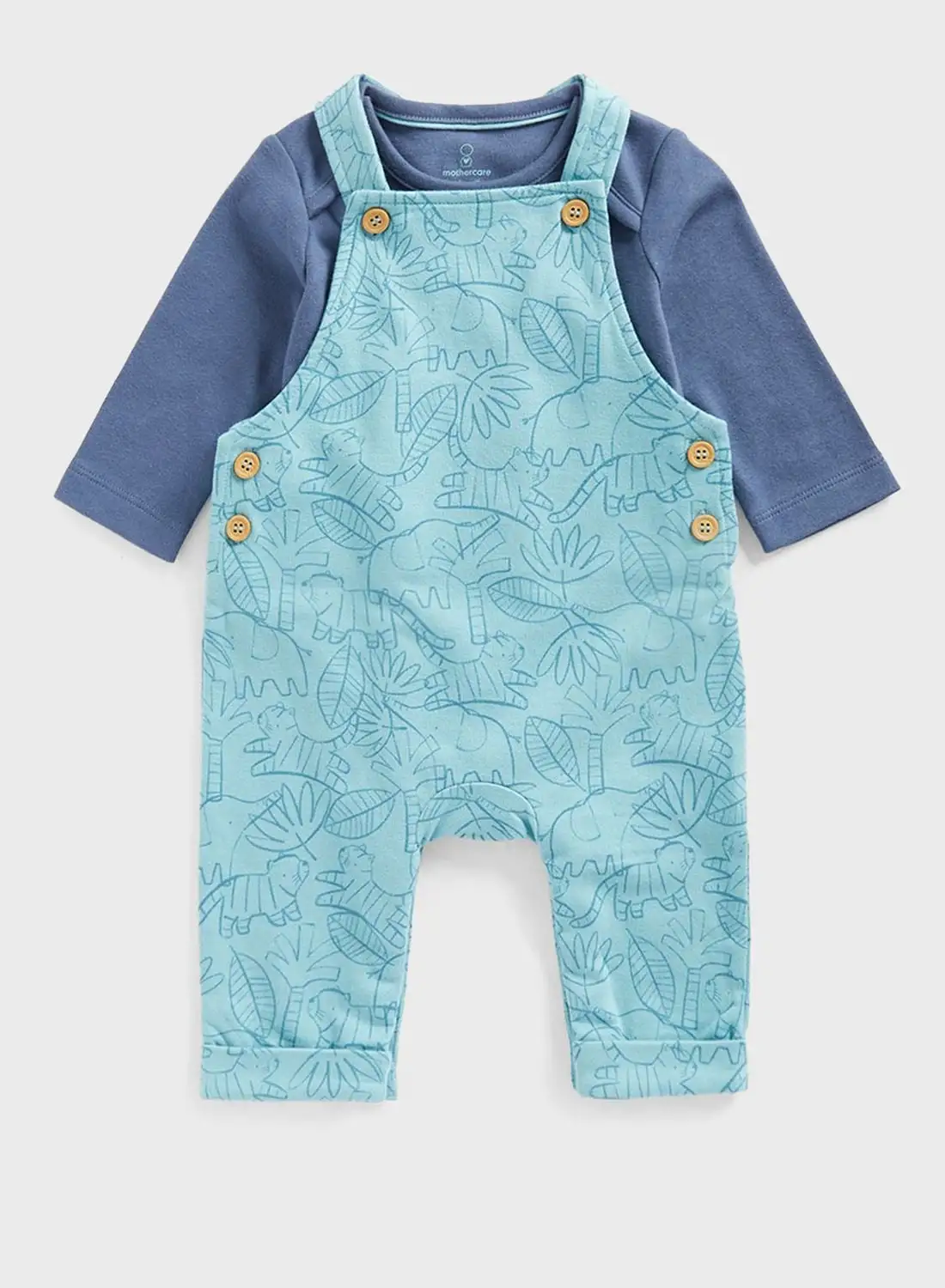 mothercare Infant Aop Dungaree & Bodysuit Set