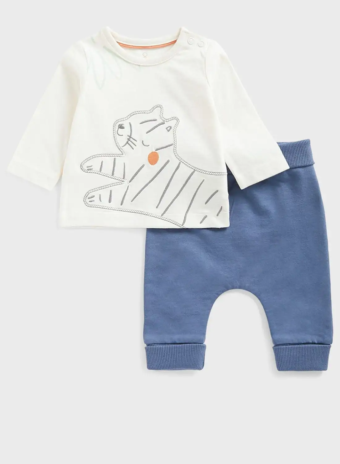 mothercare Infant Cat Print T-Shirt & Sweatpants Set
