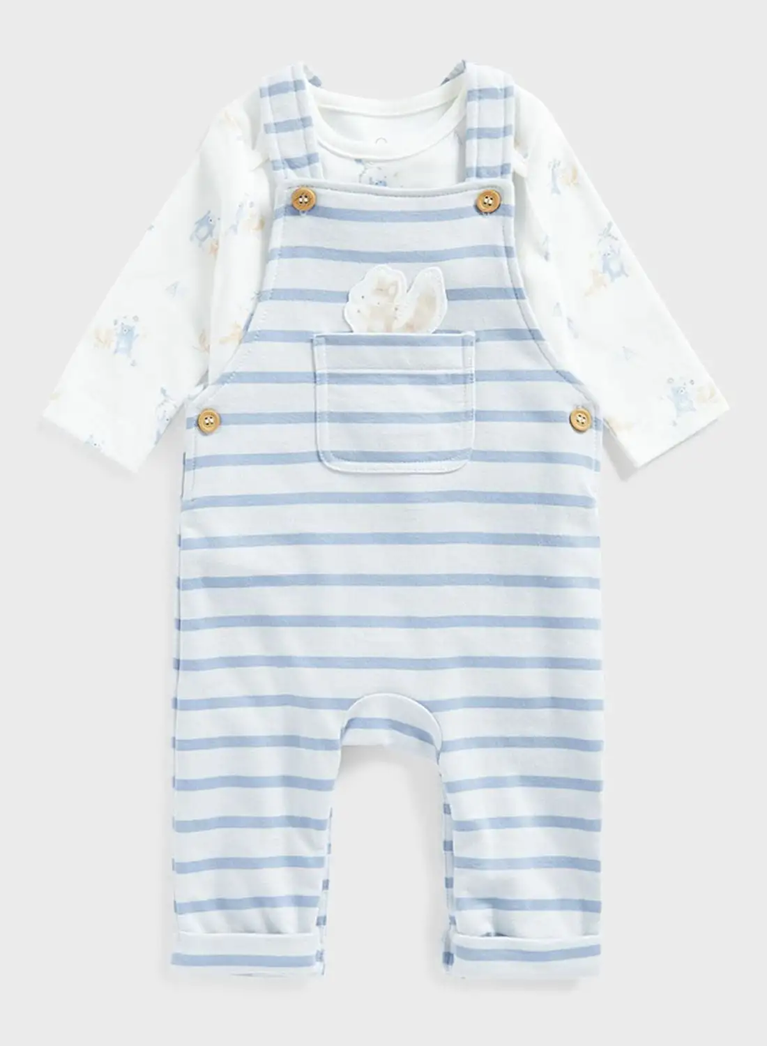 mothercare Infant Aop Bodysuit & Stripe Dungaree Set