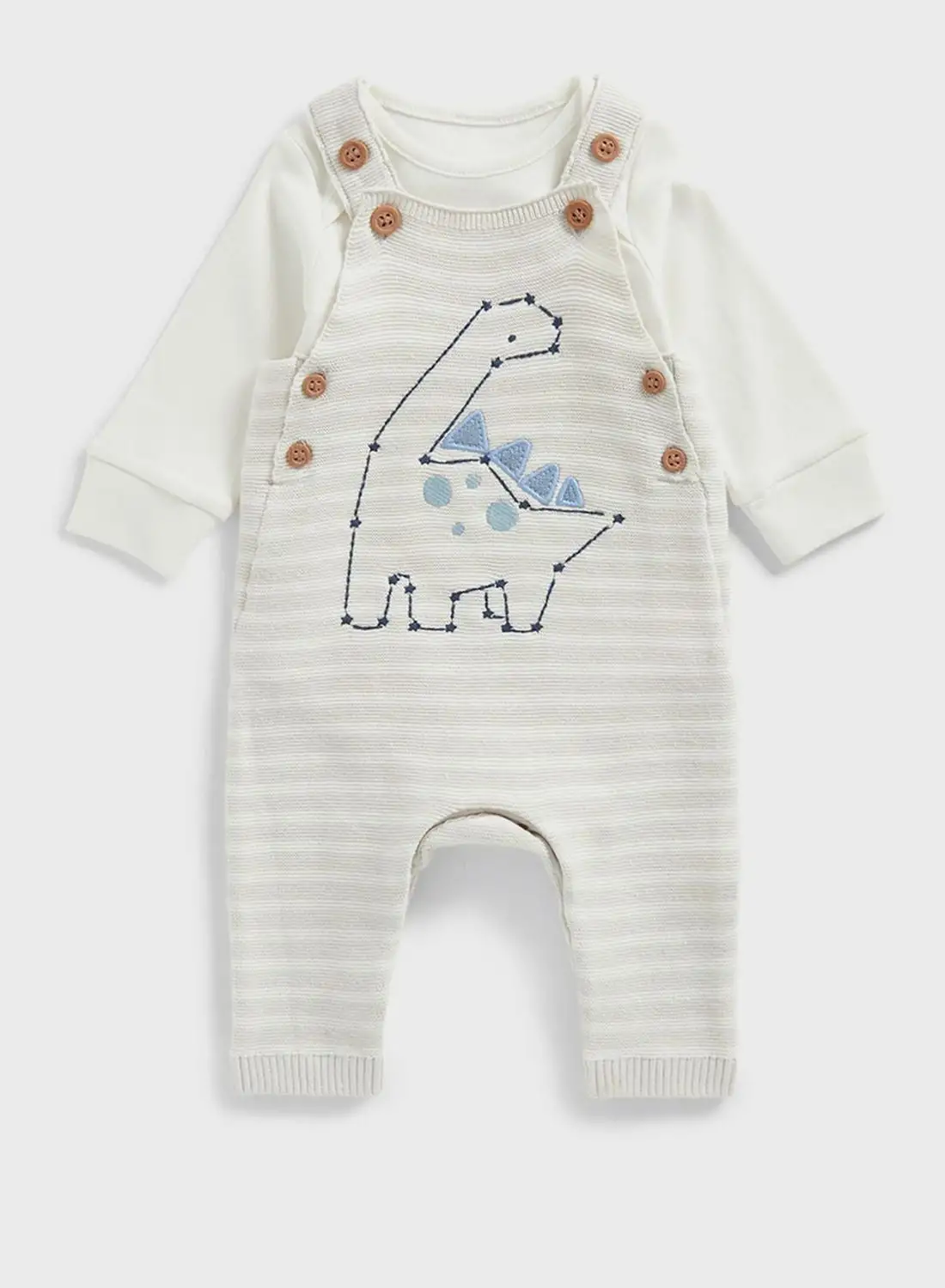 mothercare Infant Dino Print Bodysuit & Dungaree Set