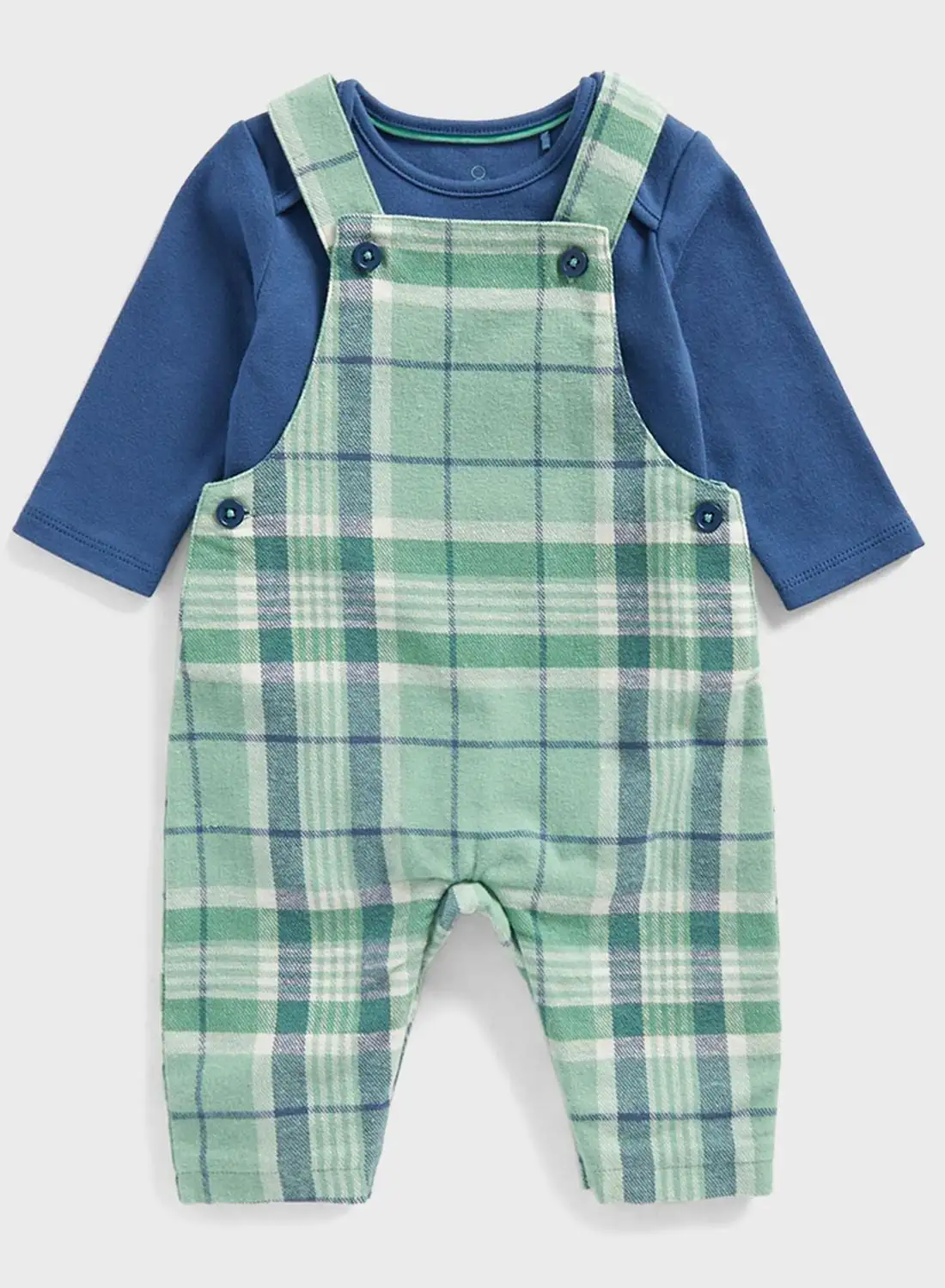 mothercare Infant Essential Bodysuit & Checks Dungaree Set