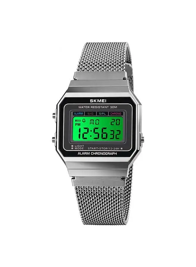 SKMEI Men's Stainless Steel LED Digital Watch 1639-SI