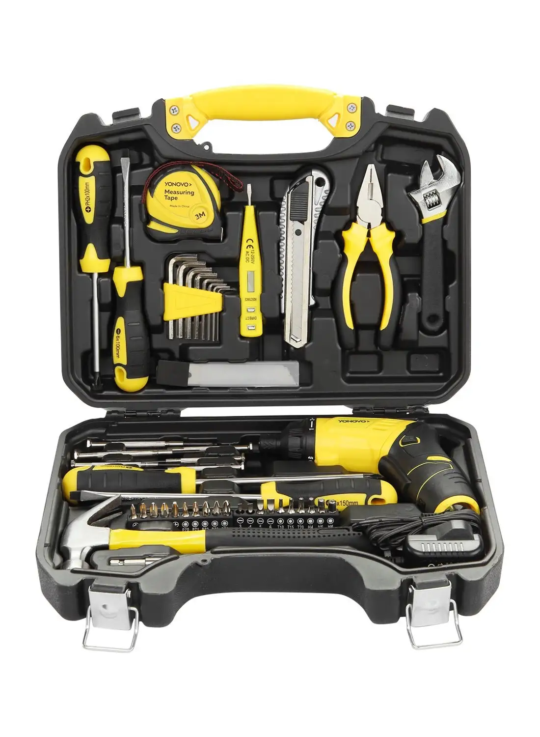 Yonovo 58-Piece Tool Set with Professional Cordless Screwdriver 3.6V Lithium-Ion Battery