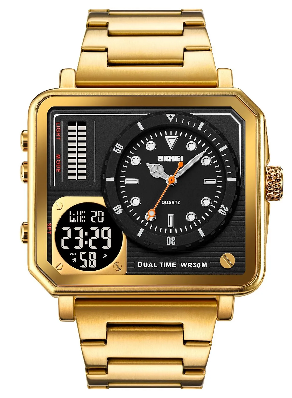 SKMEI Men's Waterproof Sports Trend Wrist watch  Gold  48.1mm