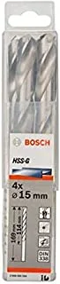 Bosch 2608585594 Din338 HSS-G Metal Drill Bit, 15.0mm x 114mm x 169mm, Silver, Pack of 4