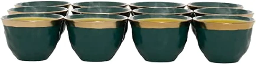 Alsaif Gallery Gold Line Green Arabic Coffee Cup Set 12 Pieces Alsaif Gallery