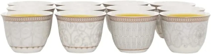 Alsaif Gallery Arabic Coffee Cup Set Porcelain 3 Patterns White Floral 12 Pieces Alsaif Gallery