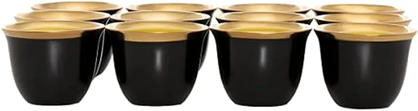 Alsaif Gallery Coffee Cup Set Black with Gold Rim 12pcs