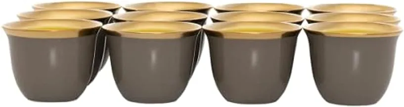 Alsaif Gallery Beige Coffee Cups with Golden Edges 12-Pieces